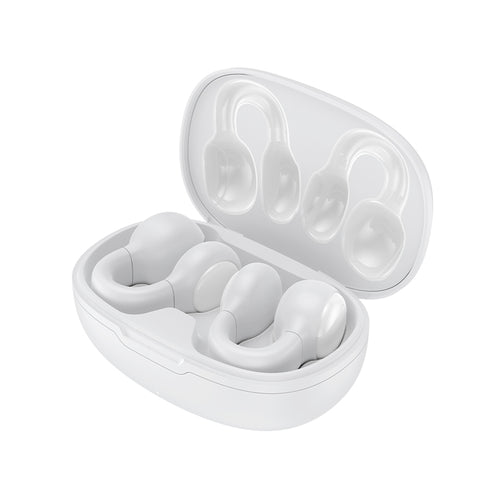 Clip-On Open-Ear Bluetooth Earbuds with Interchangeable Earhooks, Wireless Sport Headphones with Charging Case